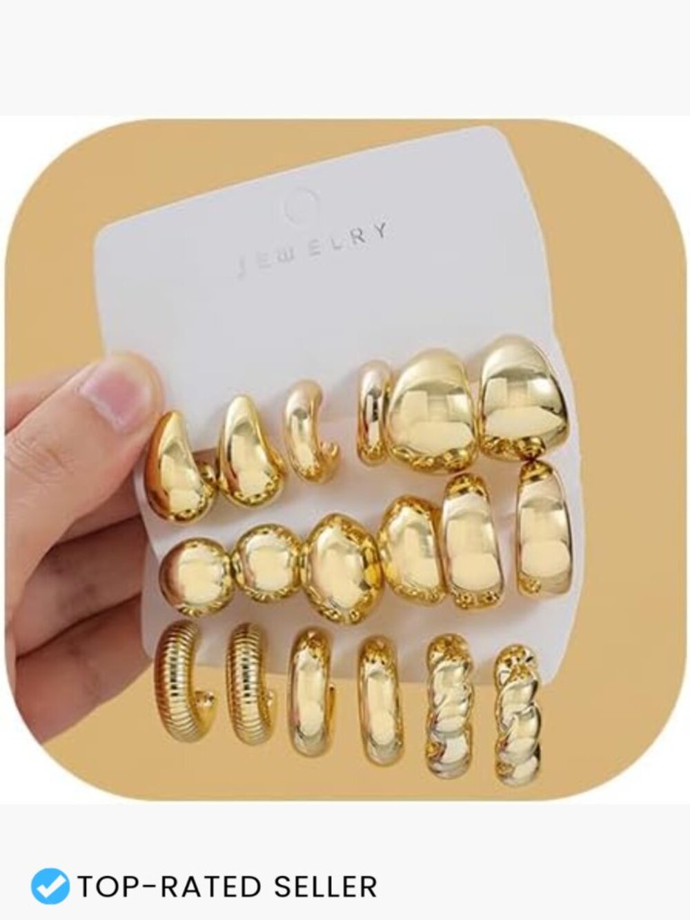 9 Pairs Chunky Gold Hoop Earrings Set Trendy Lightweight Plated Hoop Earrings